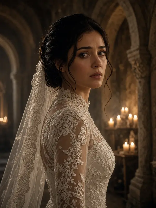 Novia que se vuelve en una iglesia